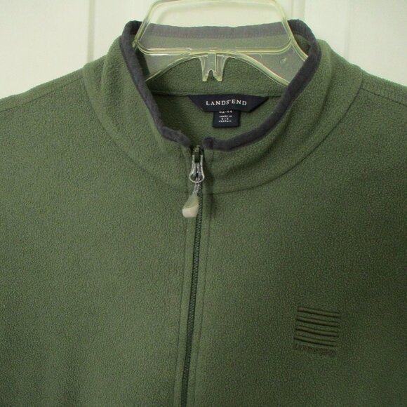 Lands' End L/S Olive Green Lightweight Fleece 1/4 Zip Active Sweater - Large - Picture 2 of 3